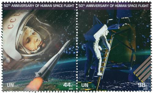 UN1025  - 2011 44c & 98c Human Space Flight 50th Anniversary, Souvenir Sheet