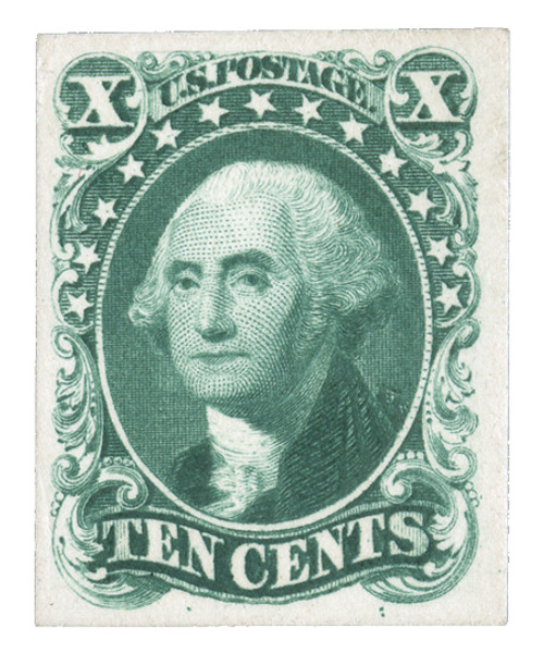 43P4  - 10c green, type I, plate on card