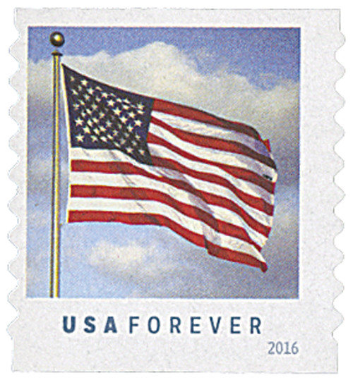 5053  - 2016 First-Class Forever Stamp - U.S. Flag (Sennett Security Products, coil)