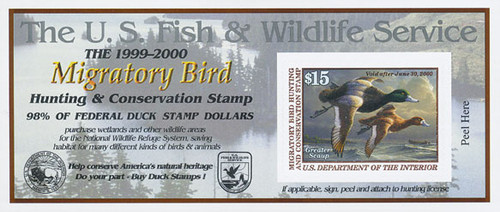 RW66A  - 1999 $15 Federal Duck Stamp - Greater Scaup s/a
