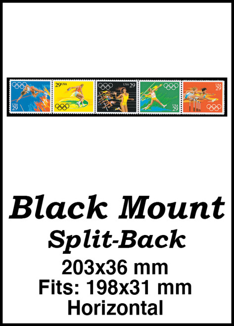 MM6042  - 203x36mm 2 Horizontal Black Split-Back Mounts