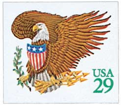 2596  - 1992 29c Eagle and Shield, green denomination