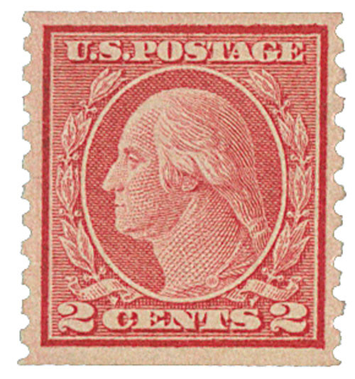491  - 1916 2c Washington, carmine, vertical perf 10, type II