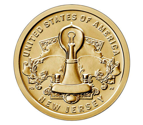 CAI008  - 2019 American Innovation State Dollar, Electric Light Bulb, New Jersey, Philadelphia Mint