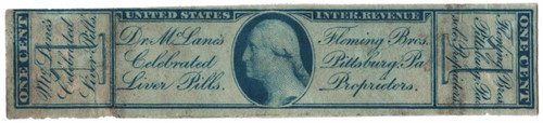 RS90d  - 1878-83 1c Proprietary Medicine Stamp - blue, watermark 191R