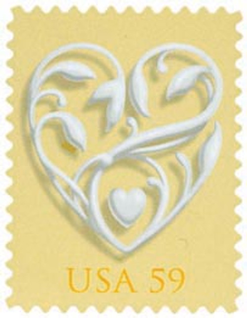 4272  - 2008 59c Wedding Series: Wedding Hearts - yellow background