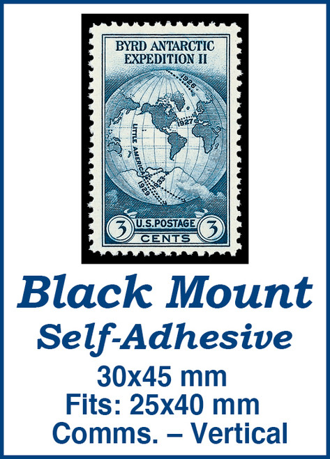 MM5602  - 30x45mm 50 Vertical Black Self-Adhesive Mounts