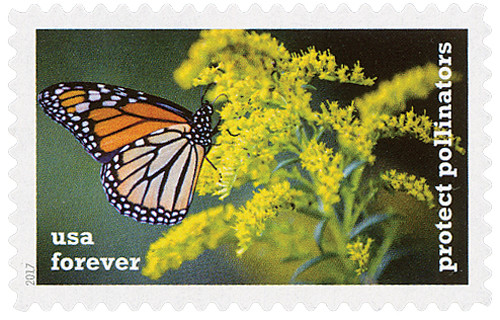 5232 - 2017 First-Class Forever Stamp - Protect Pollinators: Monarch Butterfly on a Goldenrod