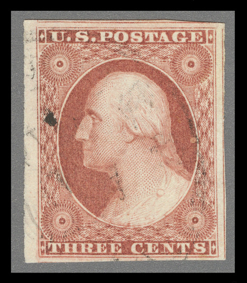 MRS503  - 1857 3c Claret Washington Used Sheet Margin Single (Scott #11A)