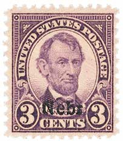 672  - 1929 3c Lincoln, violet, Kansas-Nebraska overprints