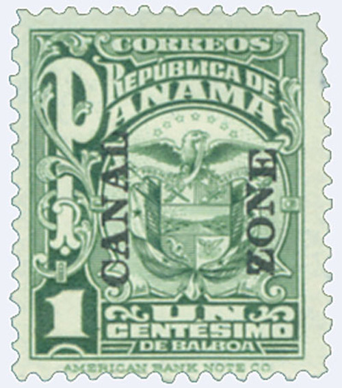 CZ68  - 1924 1c Canal Zone - Arms of Panama, green