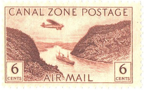 CZC8  - 1946 6c Canal Zone Airmail - Gaillard Cut, yellow brown