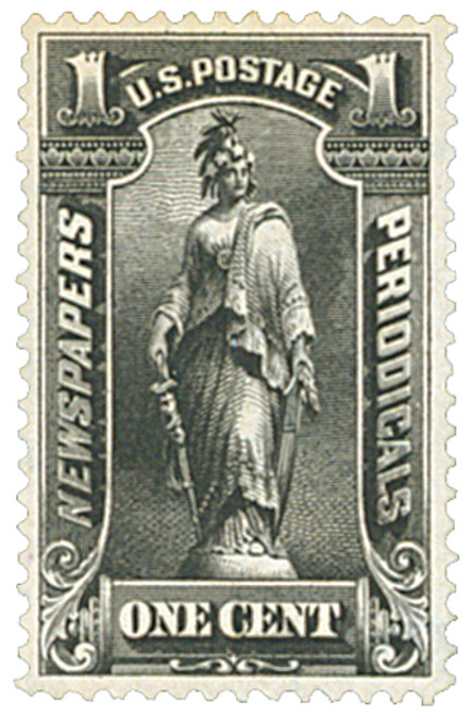 PR114  - 1896 1c Newspaper & Periodical Stamp - soft paper, watermark, black.