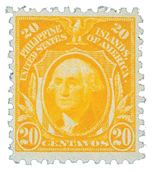 PH297  - 1917 20c Philippines, orange yellow, unwatermarked, perf 11