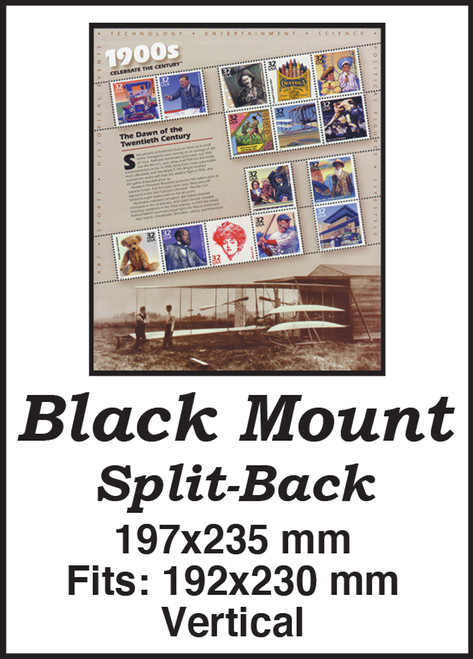 MM669  - 197x235mm 5 Vertical Black Split-Back Mounts