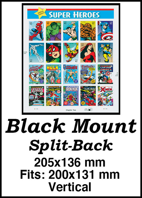 MM2180  - 180x204mm 2 Vertical Black Split-Back Mounts