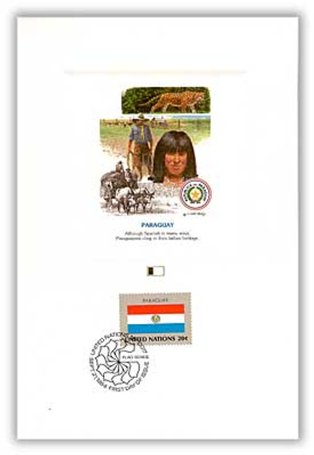 58465N  - 1984 20c U.N. Flags Proofcard, Paraguay