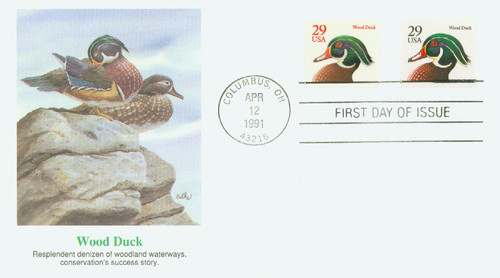 2484-85 - 1991 29c Wood Duck First Day Cover