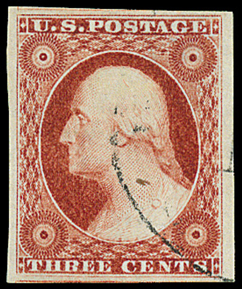 MRS504  - 1856 3c Brownish Carmine Washington Used Single