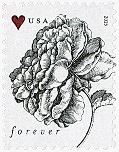 4959  - 2015 First-Class Forever Stamp - Wedding Series: Engraved Vintage Rose