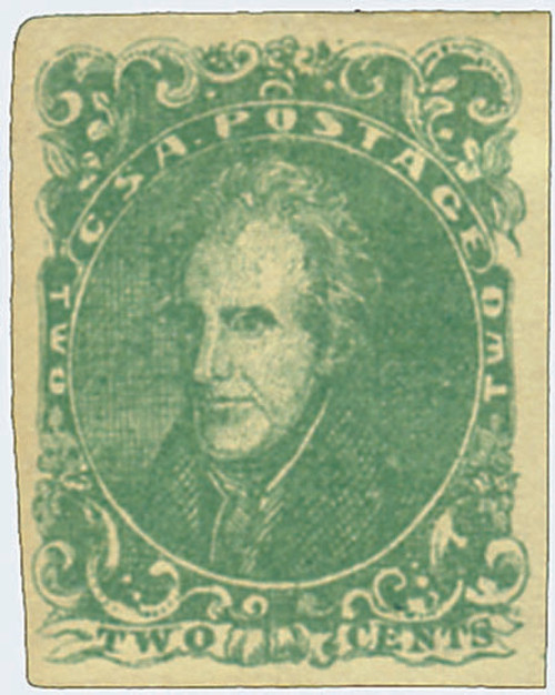 CSA3  - 1861 2c Confederate States - Andrew Jackson - green, soft paper (Hoyer & Ludwig)