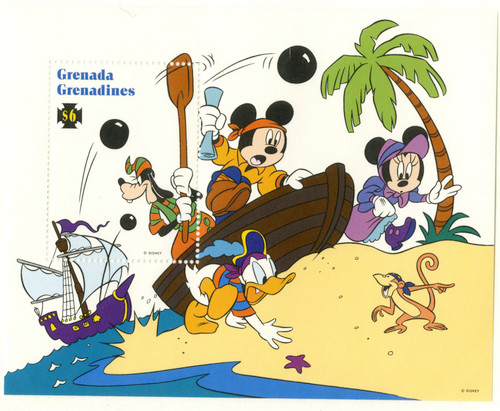 MDS350B  - 1995 Disney Friends on High Seas Adventure, Mint Souvenir Sheet, Grenada Grenadines