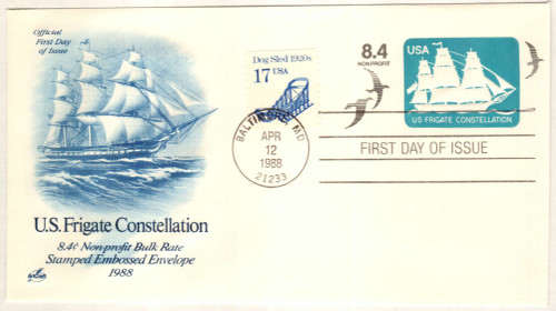 U612  - 1988 8.4c Stamped Envelopes and Wrappers - US Frigate Constellation