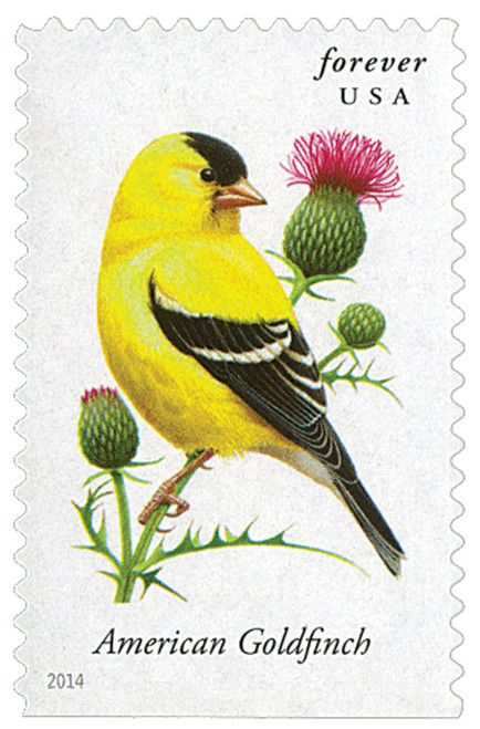 4890  - 2014 First-Class Forever Stamp - Songbirds: American Goldfinch