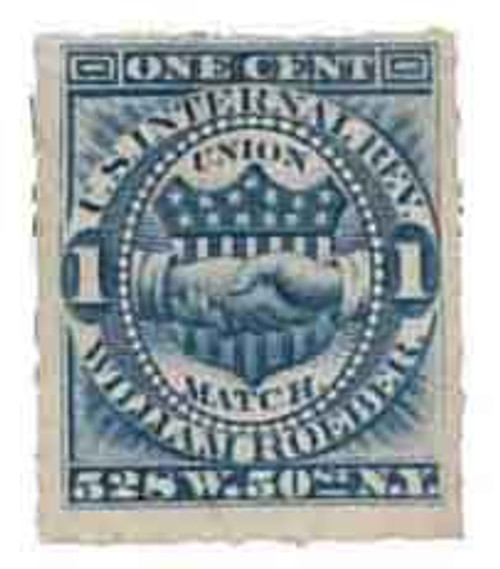 RO162d  - 1878-83 William Roeber, 1c blue, watermark
