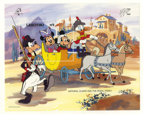 MDS372B  - 1989 Disney and Friends Commemorate PHILEXFRANCE 89 Stamp Expo, Mint Souviner Sheet, Lesotho