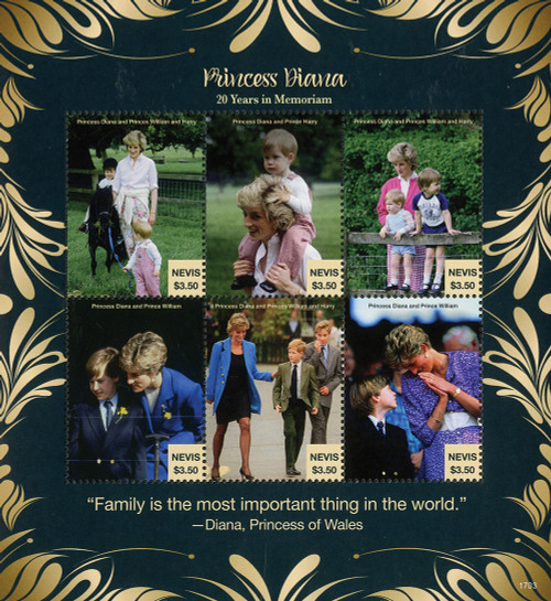 M11906  - 2017 $3.50 Princess Diana with William & Harry - 20 Years in Memoriam sheet of 6