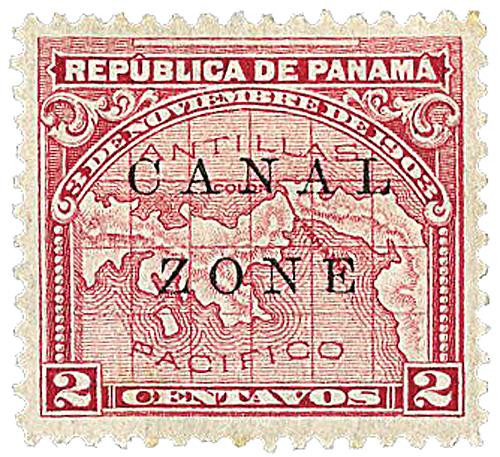 CZ10  - 1904 2c Canal Zone - Map of Panama, rose