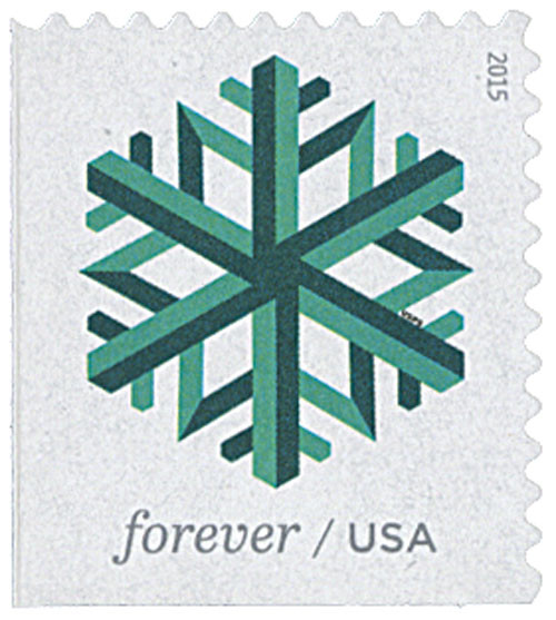 5033  - 2015 First-Class Forever Stamp - Geometric Snowflakes: Green