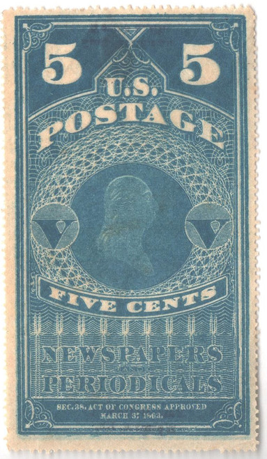 PR4b  - 1865 5c Newspaper & Periodical Stamp - Washington, pelure paper