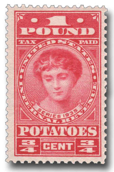 RI1  - 1935 3/4c Potato Tax Stamp - carmine rose, engraved, unwatermarked, perf 11