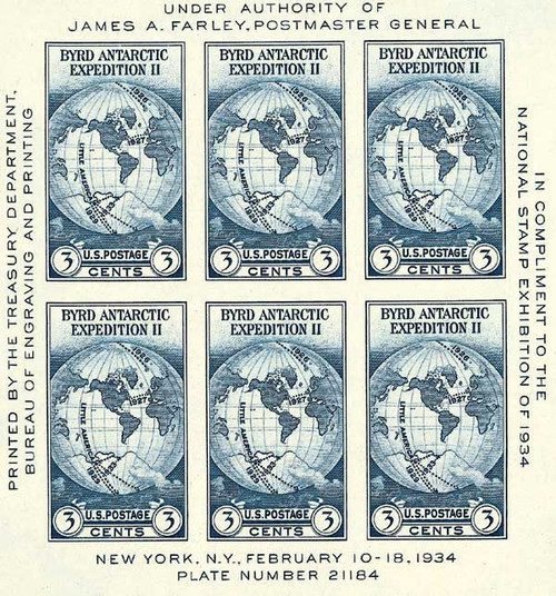 768  - 1935 3c Byrd Expedition, imperf souvenir sheet