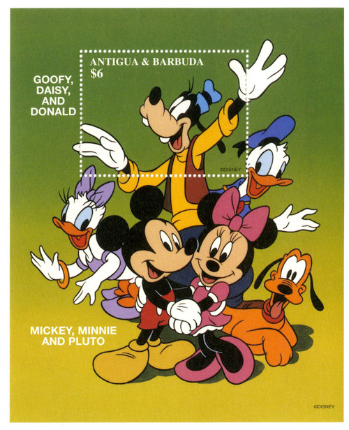 MDS238C  - 1997 Disney Honors Friendships, Mint Souvenir Sheet, Antigua-Barbuda