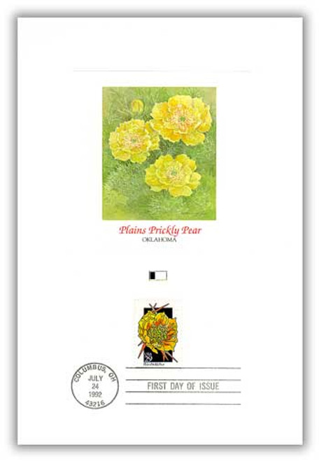56040  - 1992 29c Wildflowers: Plains Prickly Pear Proof Card (#2685)