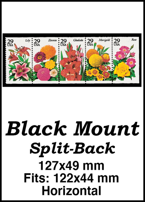 MM2212  - 127x49mm 2 Horizontal  Black Split-Back Mounts