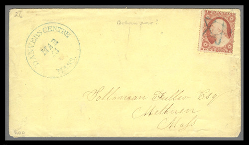 MRS1423  - 1857 3c Washington Type III Single (Scott #26) Used on Cover by 5-Point Star Fancy Cancel