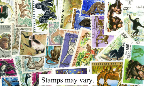 M6592  - Monkeys & Apes, Used, Set of 25 Stamps, Worldwide