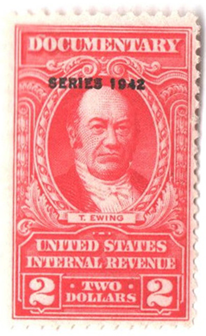 R349  - 1942 $2 US Internal Revenue Stamp - watermark, perf 11, carmine