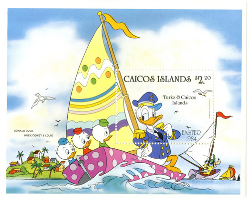 MDS248B  -  1984 Disney Friends Celebrate Easter, Mint Souvenir Sheet, Caicos Islands