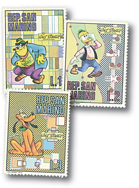 MDS172  - 1970 Walt Disney - His Life and Accomplishments Celebration, Mint, Set of 3 Stamps, San Marino