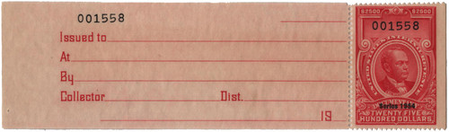 R685  - 1954 $2500 US Internal Revenue Stamp - no gum, perf 12, carmine