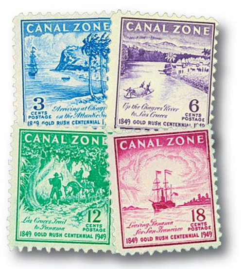 CZ142-45  - 1949 3c-18c Canal Zone - California Gold Rush, Set of 4