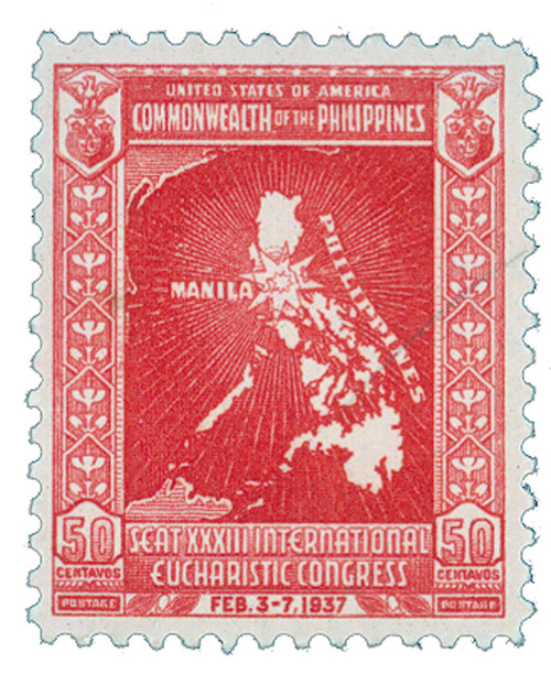 PH430  - 1937 50c Philippines, carmine, unwatermarked, perf 11