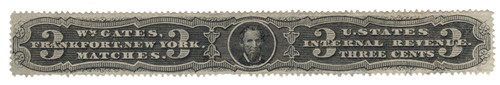 RO89b  - 1871-77 Wm. Gates, 3c black, silk paper