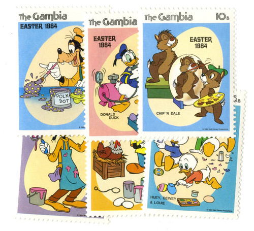 MDS116  - 1984 Disney's Easter, Mint, Set of 6 Stamps, Gambia