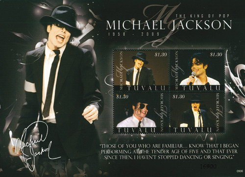 M10431  - 2009 Tuvalu Michael Jackson 4v Mint
